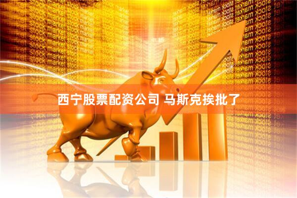 西宁股票配资公司 马斯克挨批了